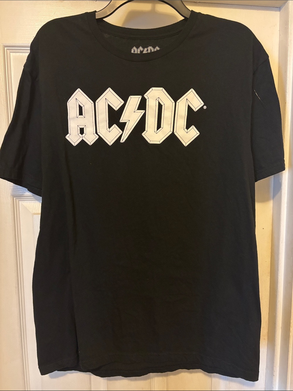 AC/DC Black T-Shirt with White Logo Size Large